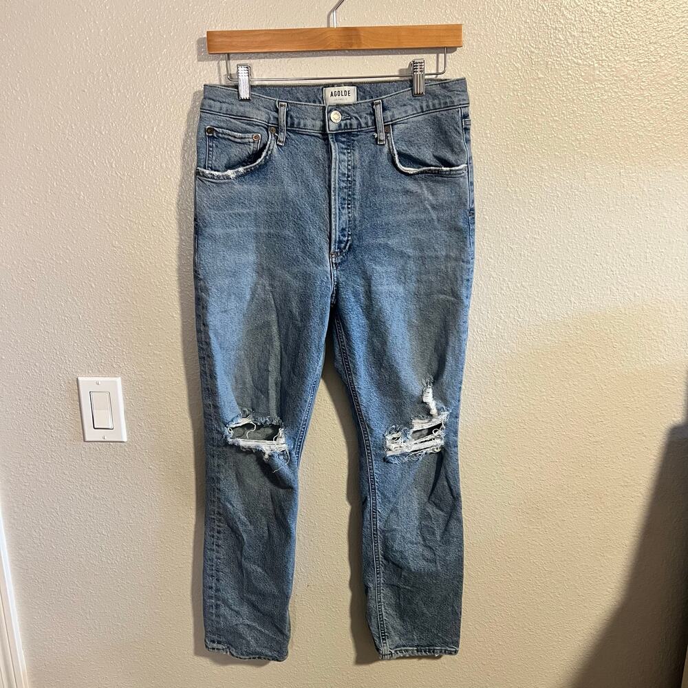 Agolde Riley High Rise Straight Crop Stretch Jeans Size 29 - Picture 2 of 9